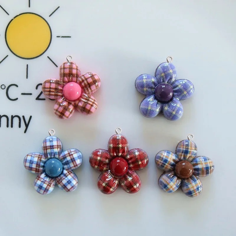 Resin Art Pendant - 10Pcs Sweet Flower Planar Resin Pendant