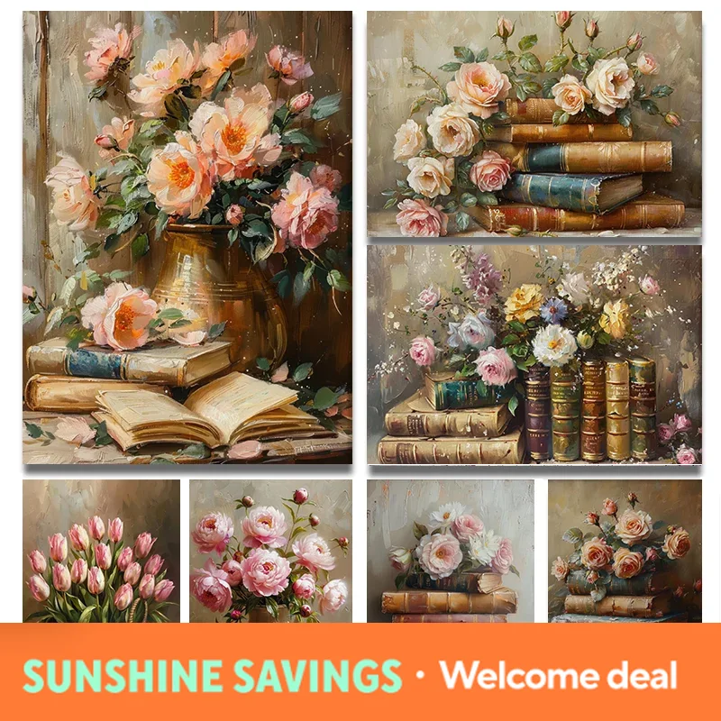 Resin Art Book - 2026 Books and Flowers Vintage Style