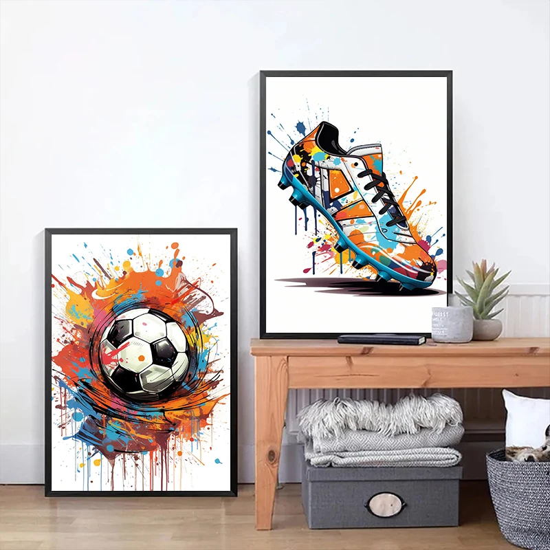 Resin Art On Canvas - Fashion Graffiti Football Shoes Digital Oil