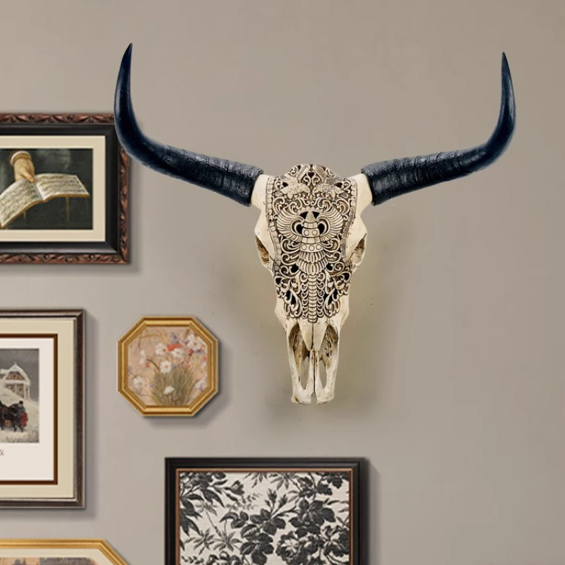 Background Resin Art - Resin Bull Head Wall Decoration Retro