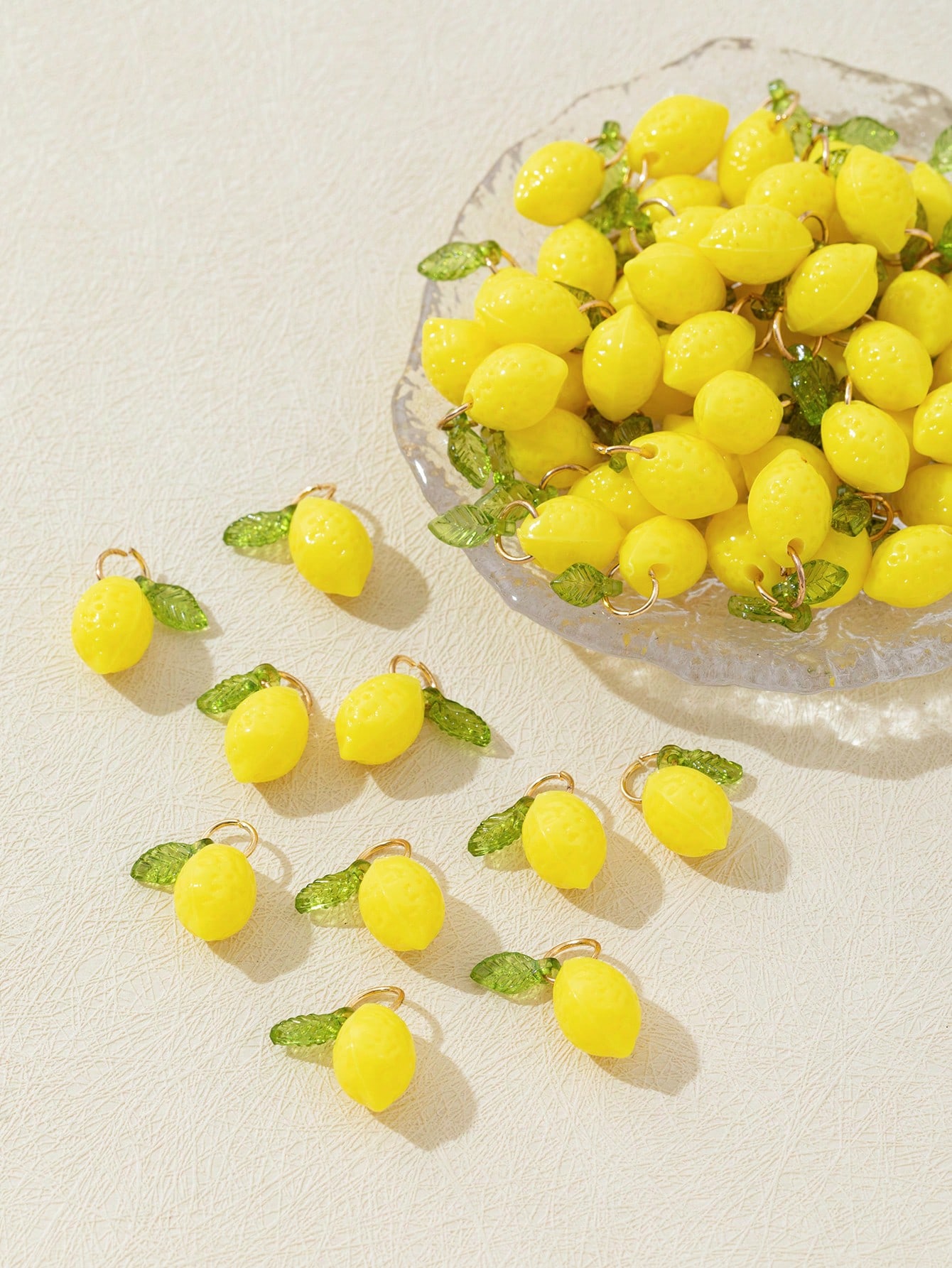 Resin Art Pendant - 10Pcs 3D Lemon Resin Charms Pendants
