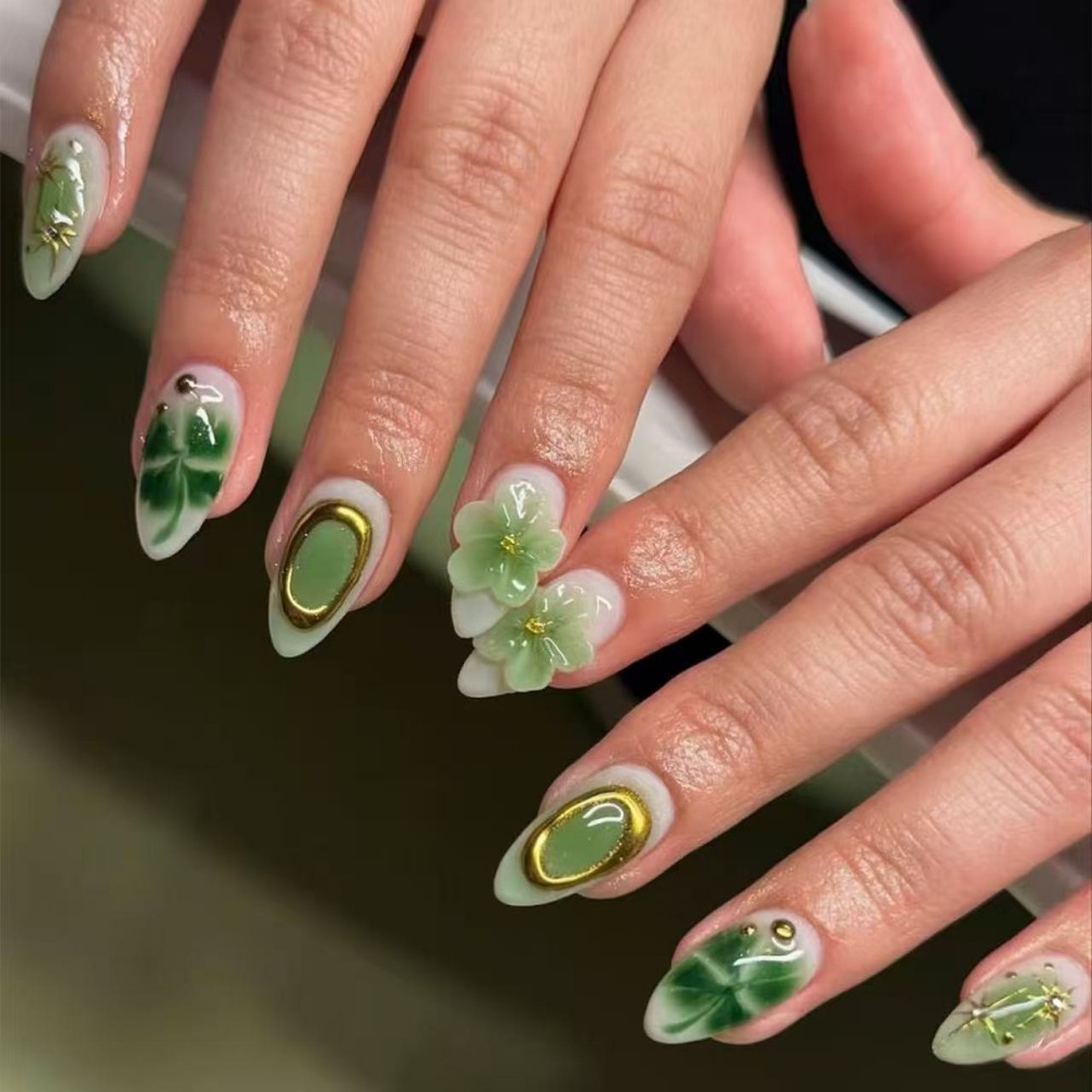Resin Art Flowers - 24PCS Luxury Emerald Green Flower Press