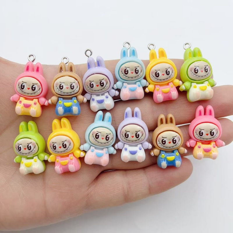 Resin Art Pendant - 10Pcs Kawaii Rabbit Strawberry House Resin