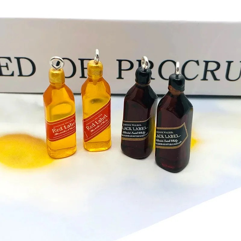 Resin Art Pendant - 10Pcs Tiny Wine Bar Bottle Resin