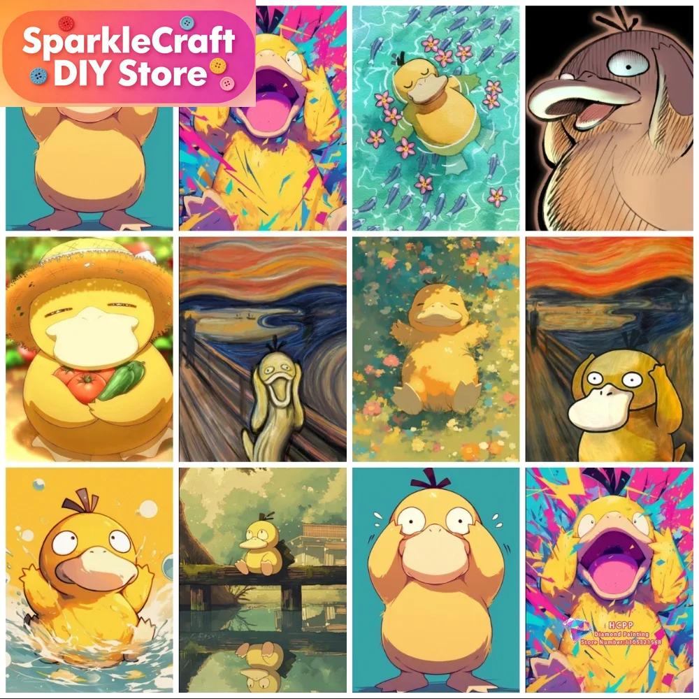 Resin Art Wall - 1pc frameless Psyduck Cartoon 5D Diamond