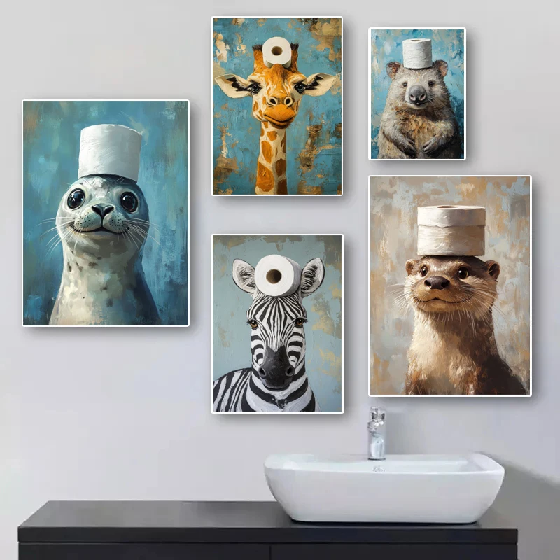 Cartoon Cute Funny Animals wit - Resin Art On Canvas 评论和价格