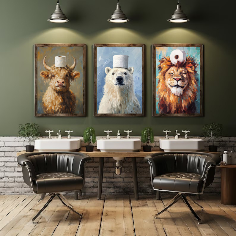 Cartoon Cute Funny Animals wit - Resin Art On Canvas 评论和价格