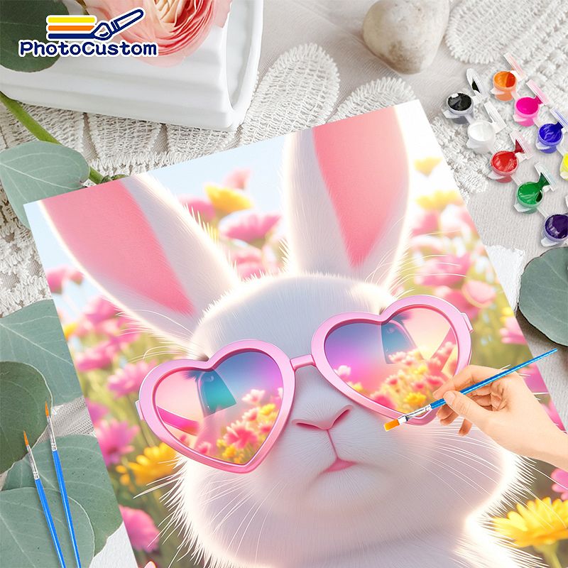 PhotoCustom White Rabbit Paint - Resin Art On Canvas 评论和价格