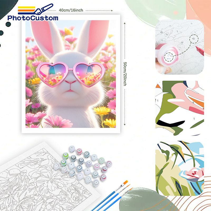 PhotoCustom White Rabbit Paint - Resin Art On Canvas 评论和价格