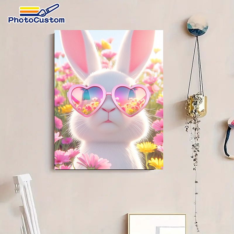 PhotoCustom White Rabbit Paint - Resin Art On Canvas 评论和价格