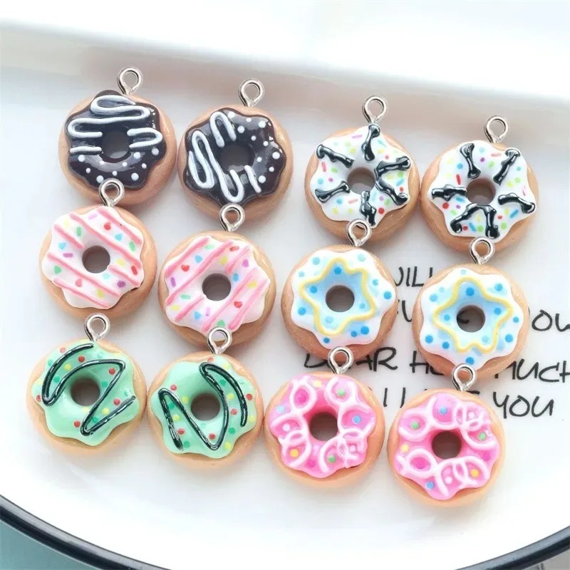 10Pcs Resin Donut Charms Color - Resin Art Pendant 评论和价格