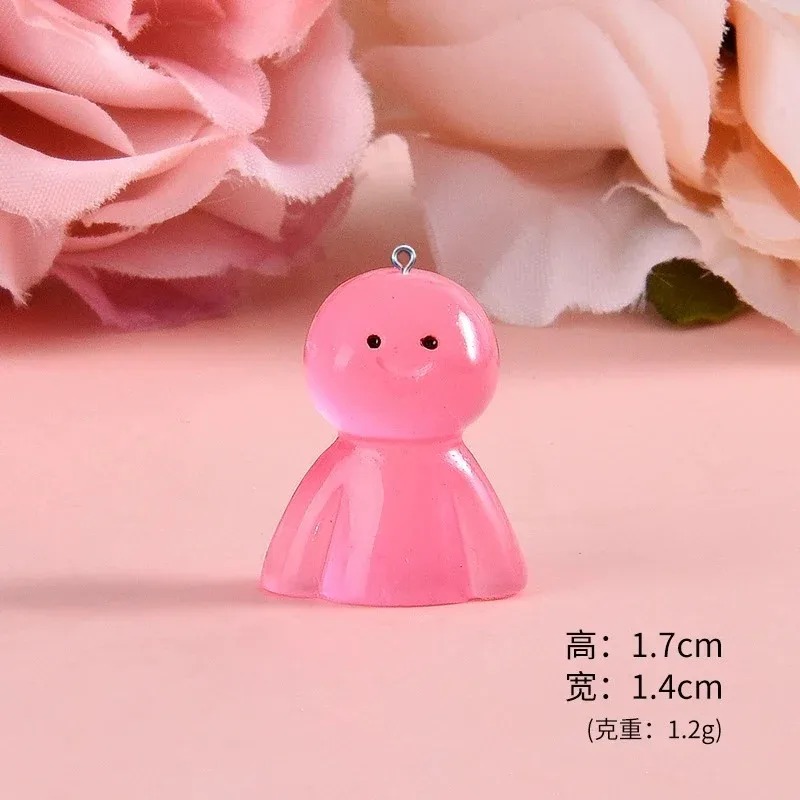 10Pcs Glow In Dark Cartoon Dol - Resin Art Pendant 评论和价格