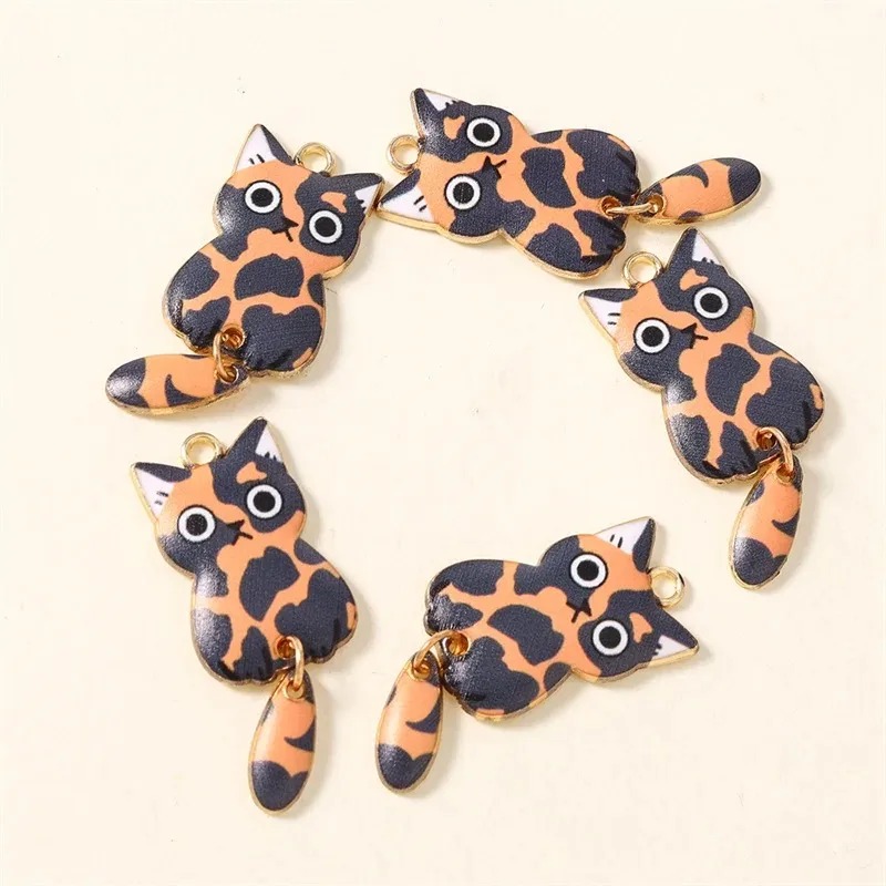 10Pcs 16×39mm Cute Cartoon Cat - Resin Art Pendant 评论和价格