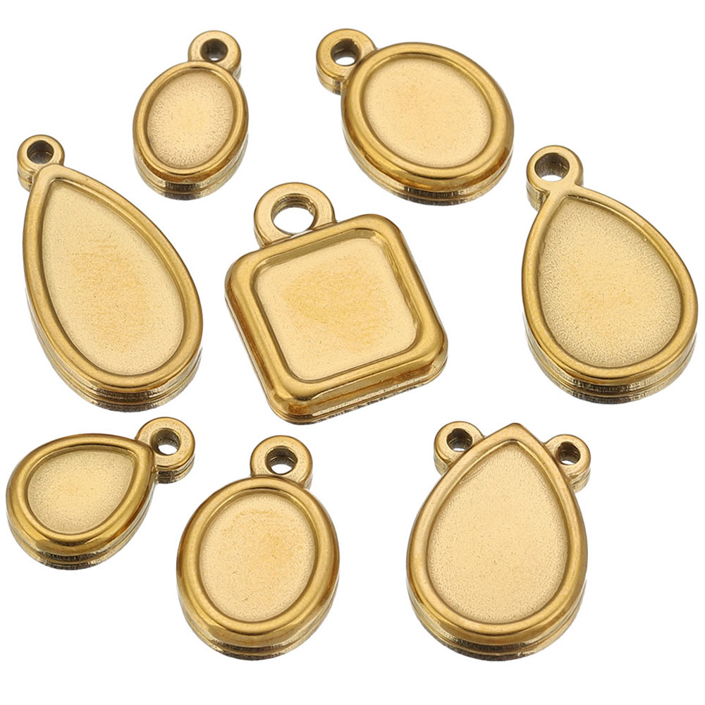 5pcs Stainless Steel Square Dr - Resin Art Pendant 评论和价格