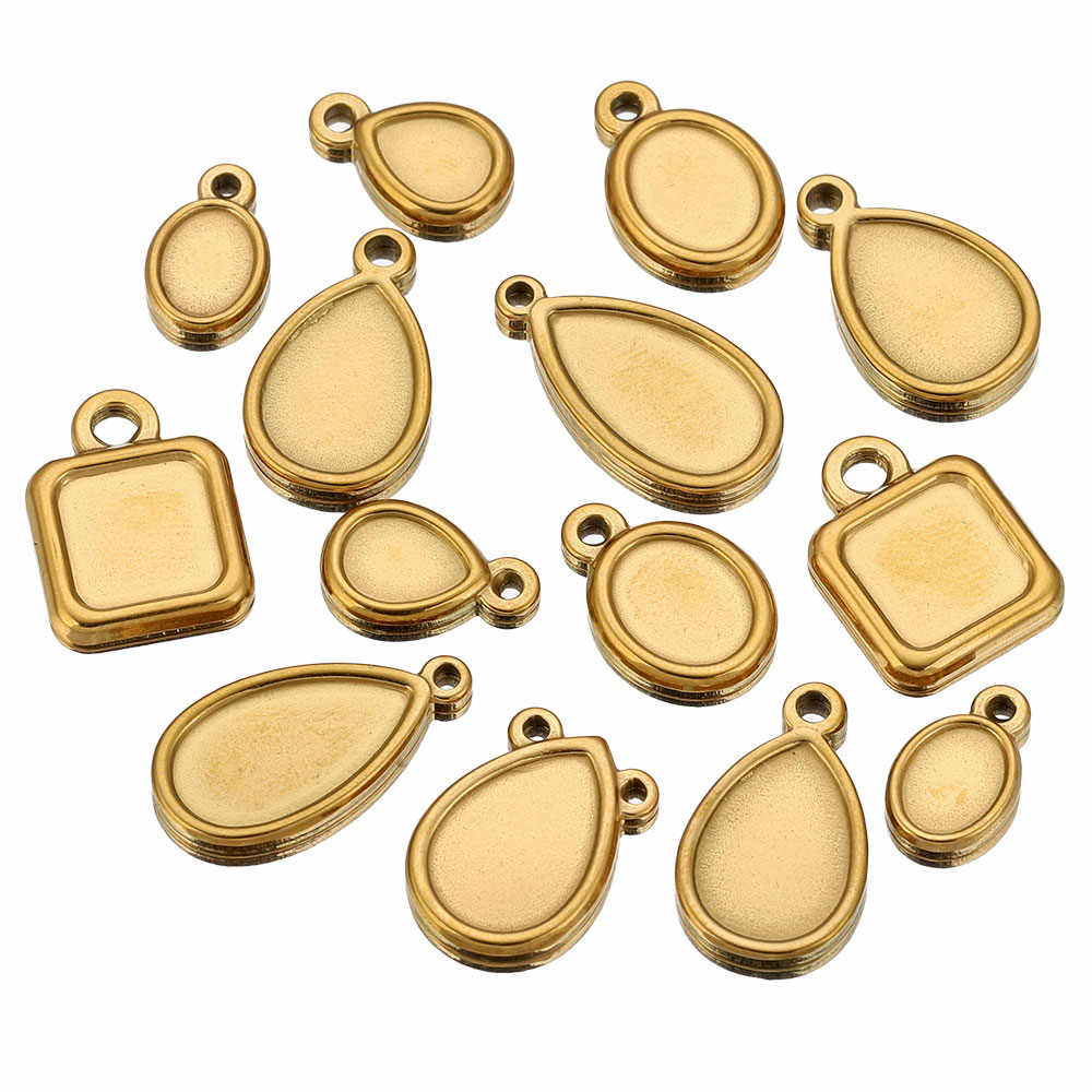 5pcs Stainless Steel Square Dr - Resin Art Pendant 评论和价格