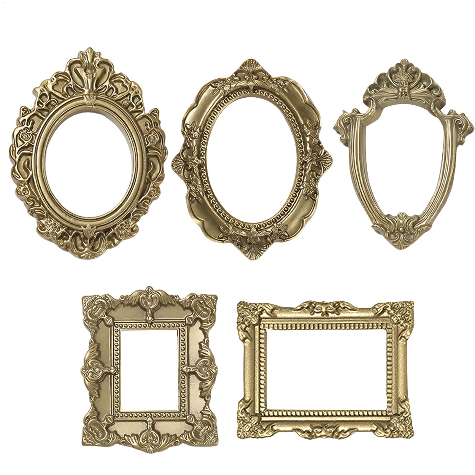 5PCS Gold Vintage Photo Frame  - Background Resin Art 评论和价格