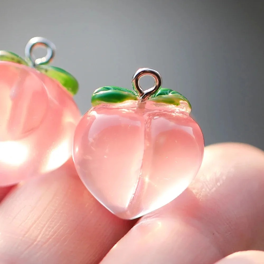 10Pcs Transparent Pink Peach R - Resin Art Pendant 评论和价格