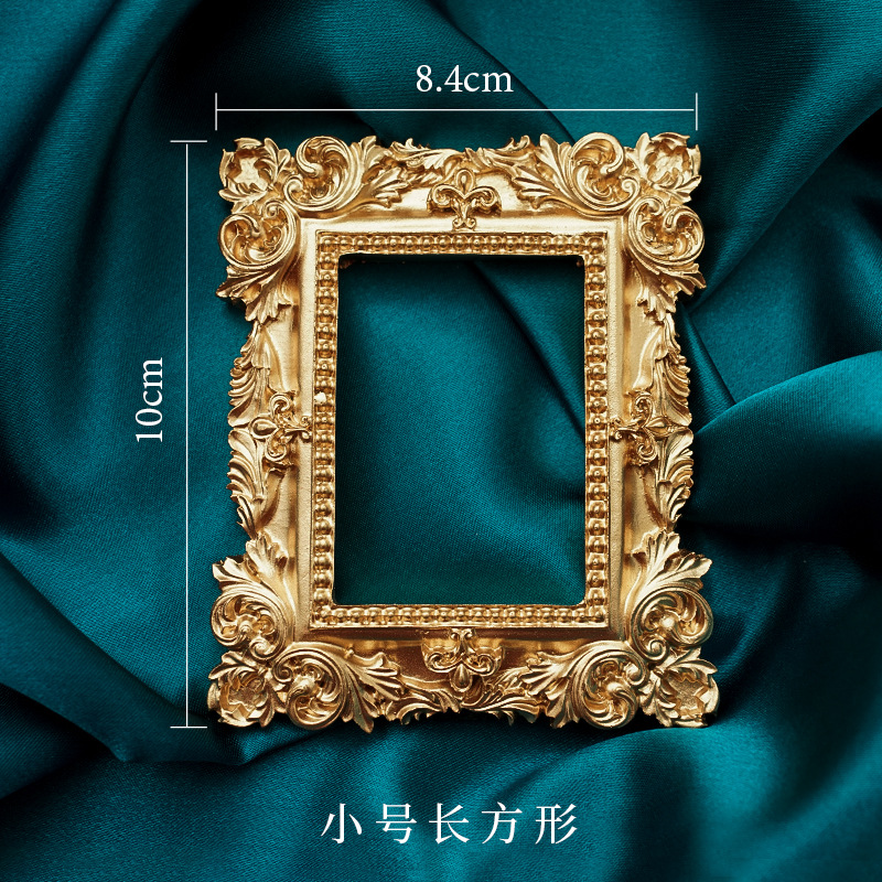 Golden Retro Photo Frame Nail  - Background Resin Art 评论和价格