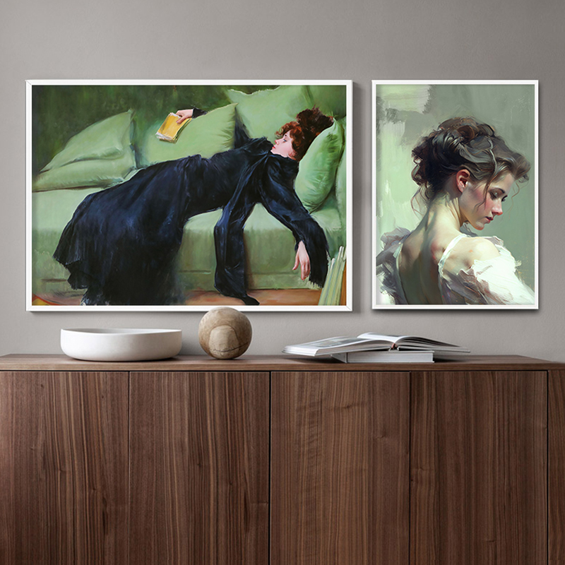 Girl Reading Vintage Oil Paint - Resin Art On Canvas 评论和价格