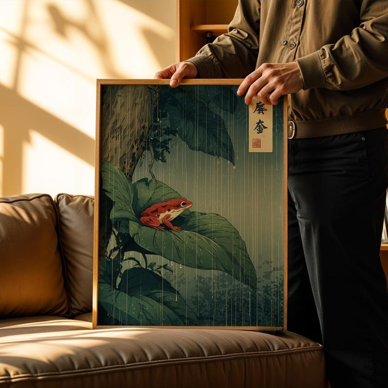Frameless ,1pc Japanese Frog C - Resin Art On Canvas 评论和价格
