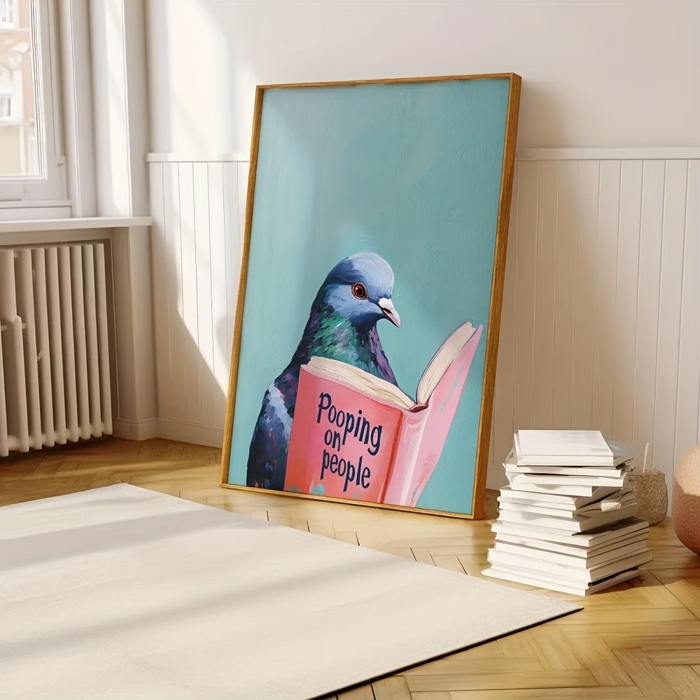 Modern Pigeon Reading Pooping  - Resin Art On Canvas 评论和价格